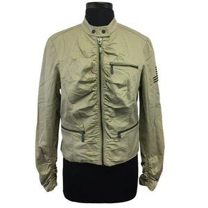 William Rast Target Military Jacket Youth XL Khaki Gathered 3 Zipper Pockets